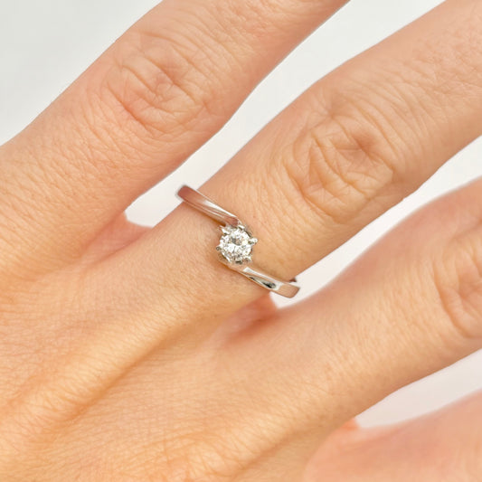 Bague Solitaire - Or Blanc 750 & Diamant