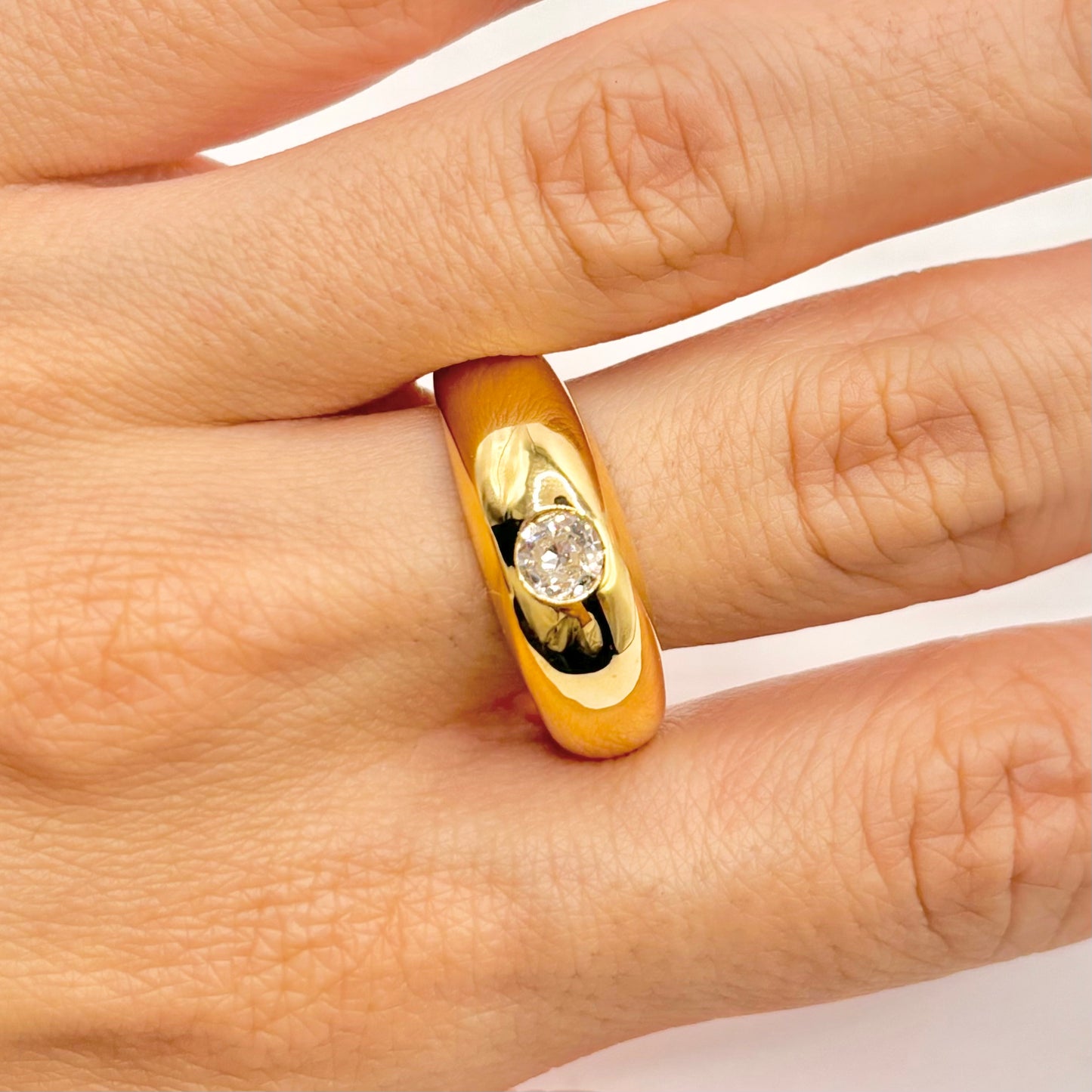 Bague Jonc - Or Jaune 750 & Diamant