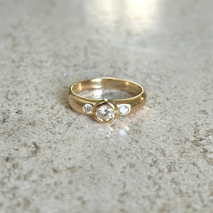 Bague Solitaire - Or Jaune 750 & Diamants
