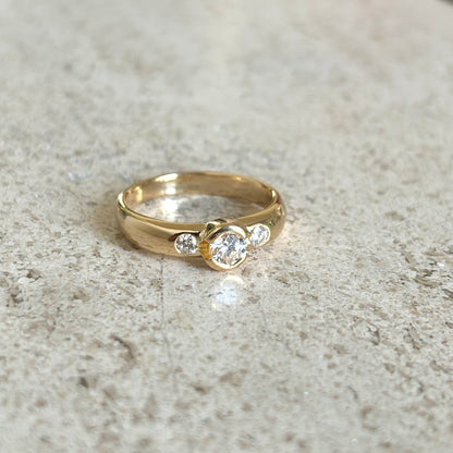 Bague Solitaire - Or Jaune 750 & Diamants