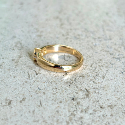 Bague Solitaire - Or Jaune 750 & Diamants