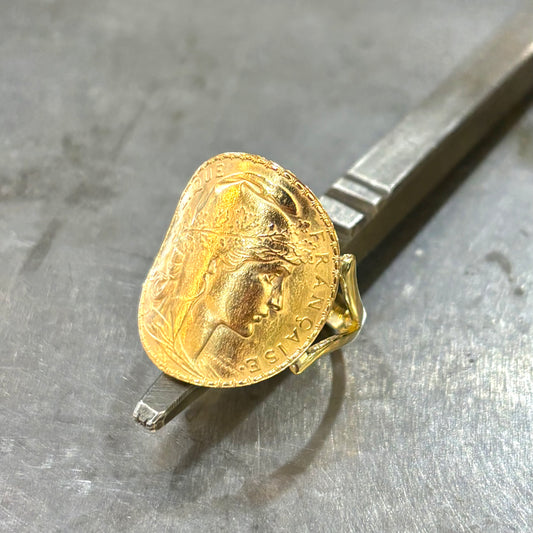 Bague Pièce - Or Jaune 750 & Pièce Or 20 Francs Marianne Coq