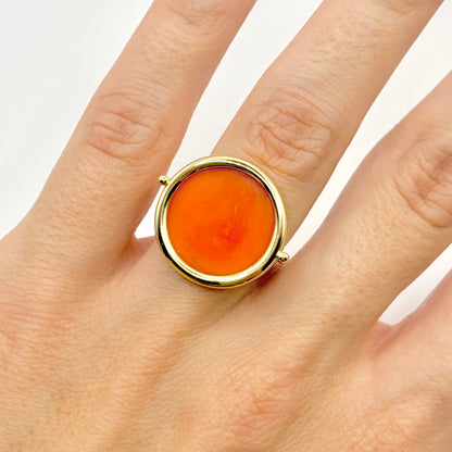 Bague - Or Jaune 750 & Corail