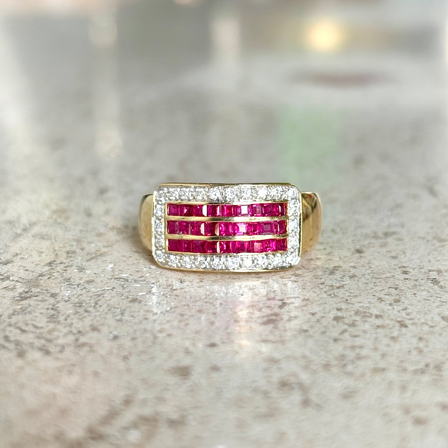 Bague Vintage Art Déco - Or Jaune 750 Rubis & Diamants