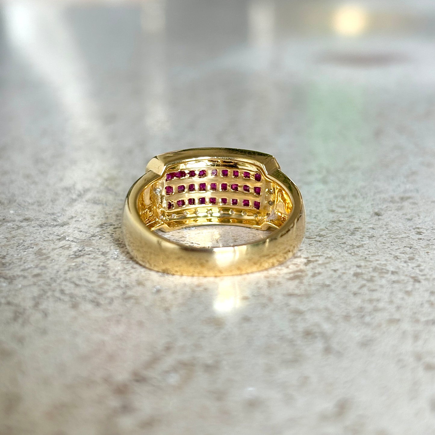 Bague Vintage Art Déco - Or Jaune 750 Rubis & Diamants
