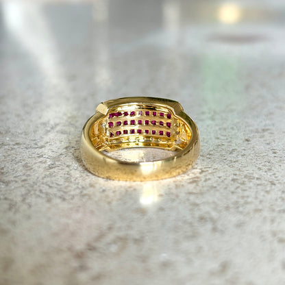 Bague Vintage Art Déco - Or Jaune 750 Rubis & Diamants