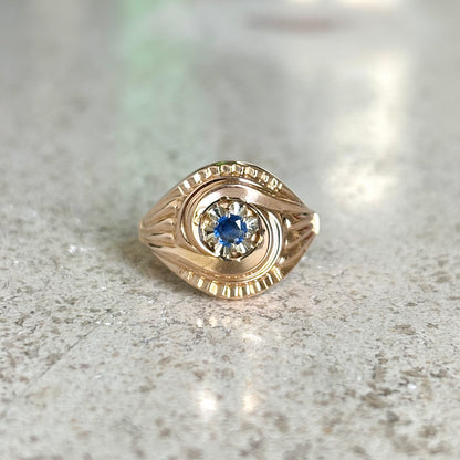Bague Vintage Tourbillon - Or Jaune 750 & Saphir