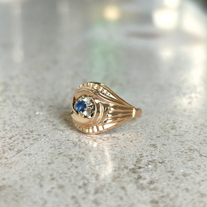 Bague Vintage Tourbillon - Or Jaune 750 & Saphir
