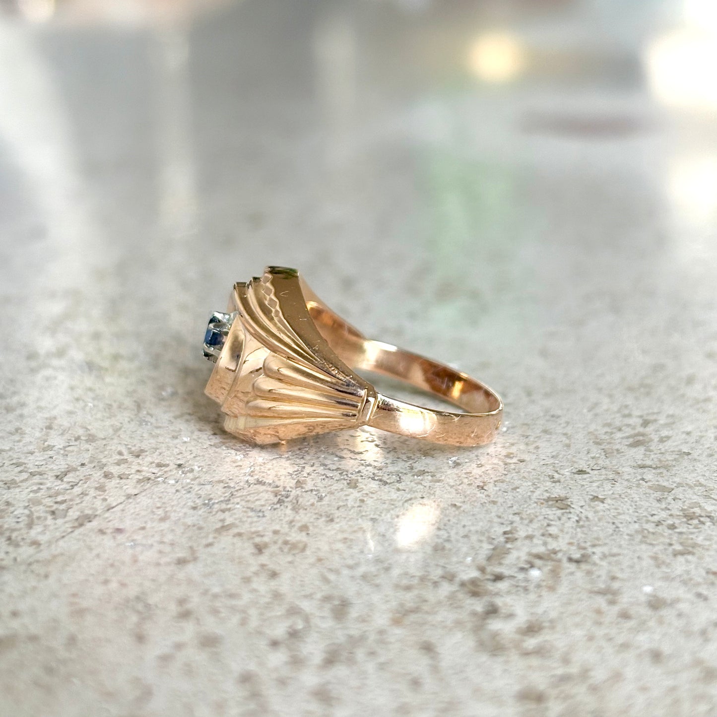 Bague Vintage Tourbillon - Or Jaune 750 & Saphir
