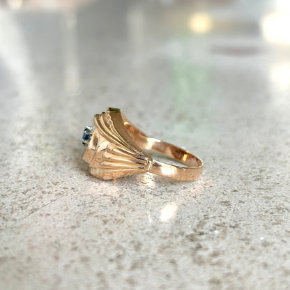 Bague Vintage Tourbillon - Or Jaune 750 & Saphir