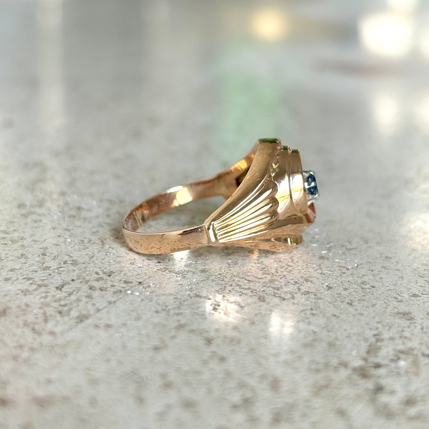 Bague Vintage Tourbillon - Or Jaune 750 & Saphir