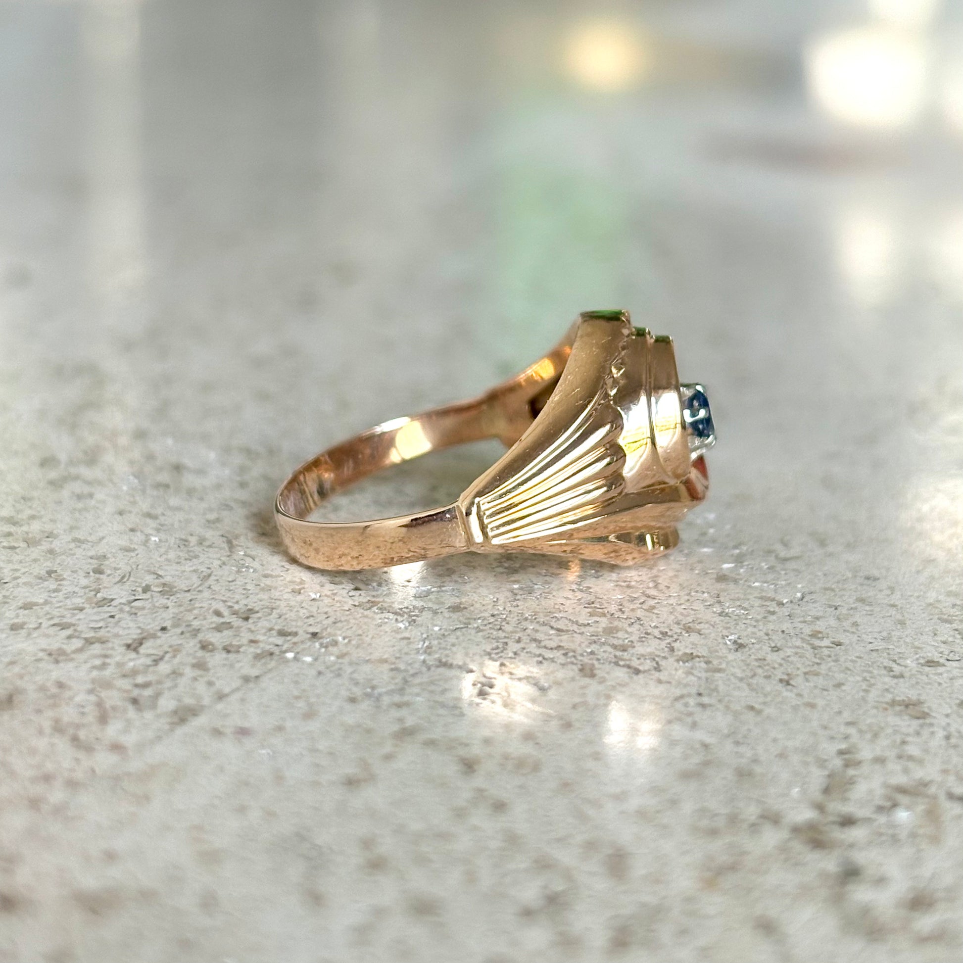 Bague Vintage Tourbillon - Or Jaune 750 & Saphir