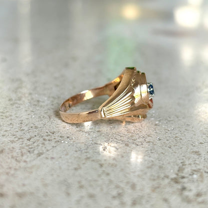 Bague Vintage Tourbillon - Or Jaune 750 & Saphir