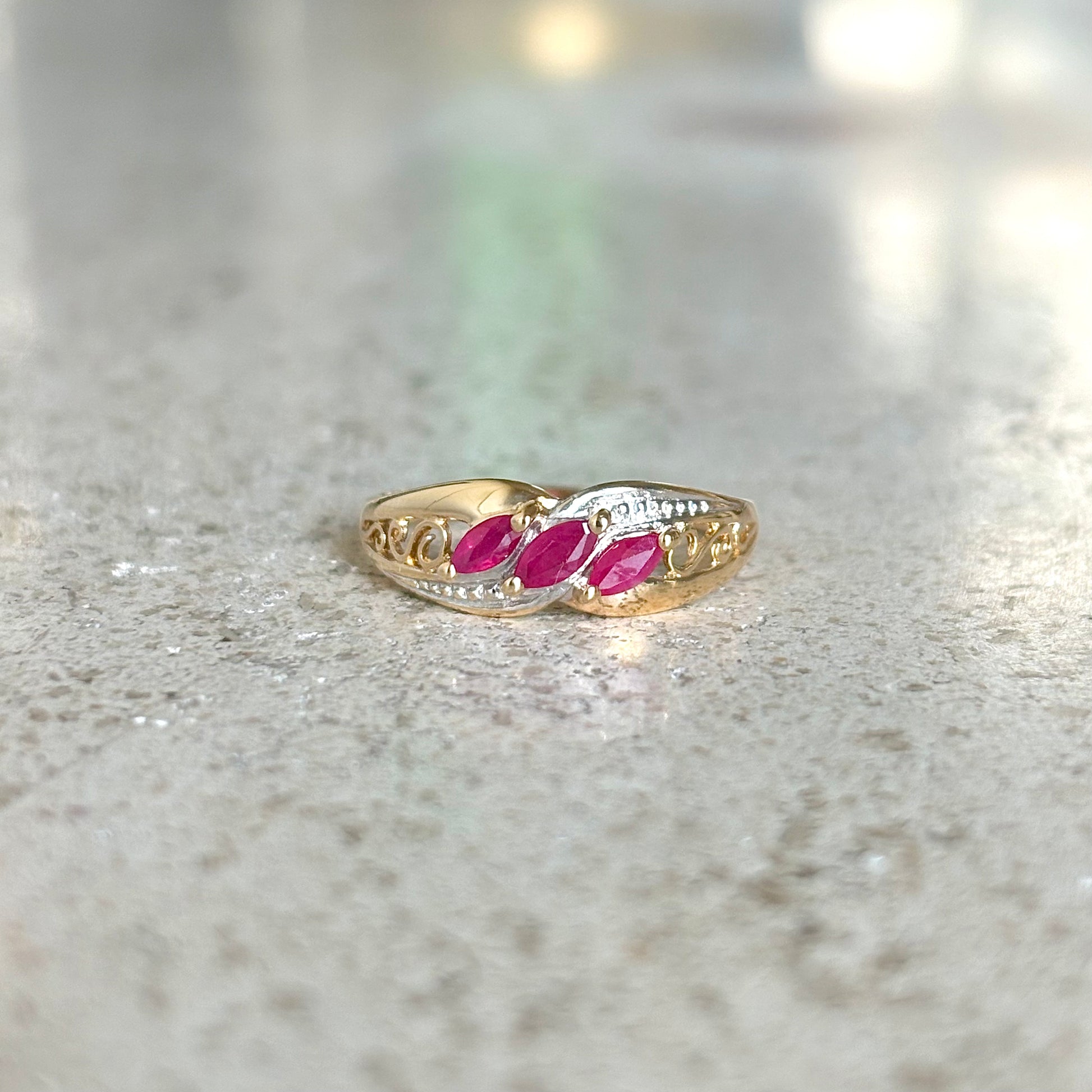Bague Trilogie - Or Jaune 750 & Rubis