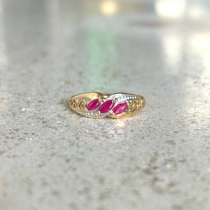 Bague Trilogie - Or Jaune 750 & Rubis
