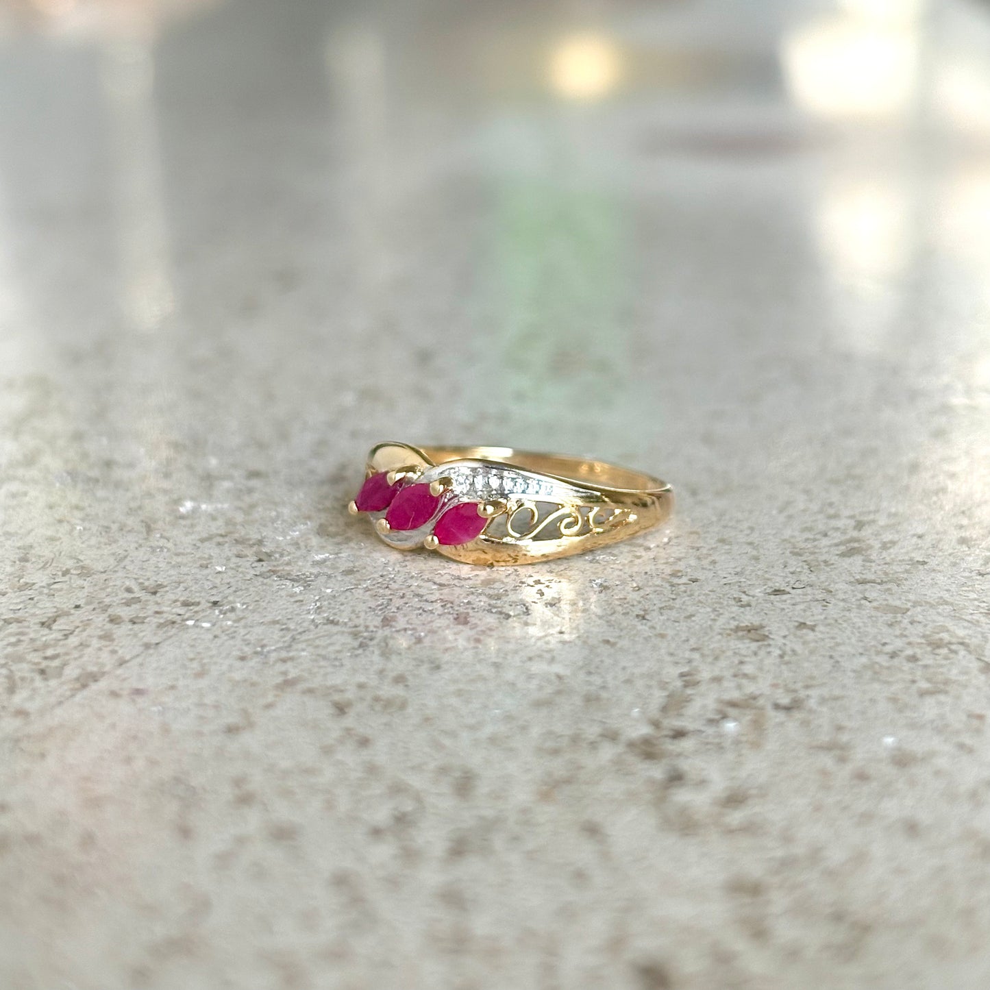 Bague Trilogie - Or Jaune 750 & Rubis