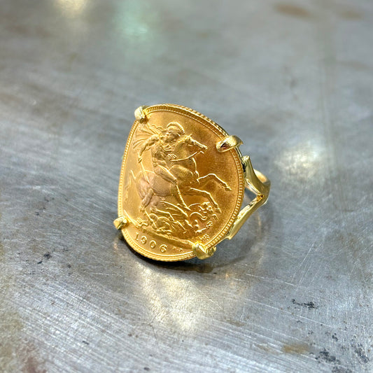 Bague Pièce - Or Jaune 750 & Pièce Souverain