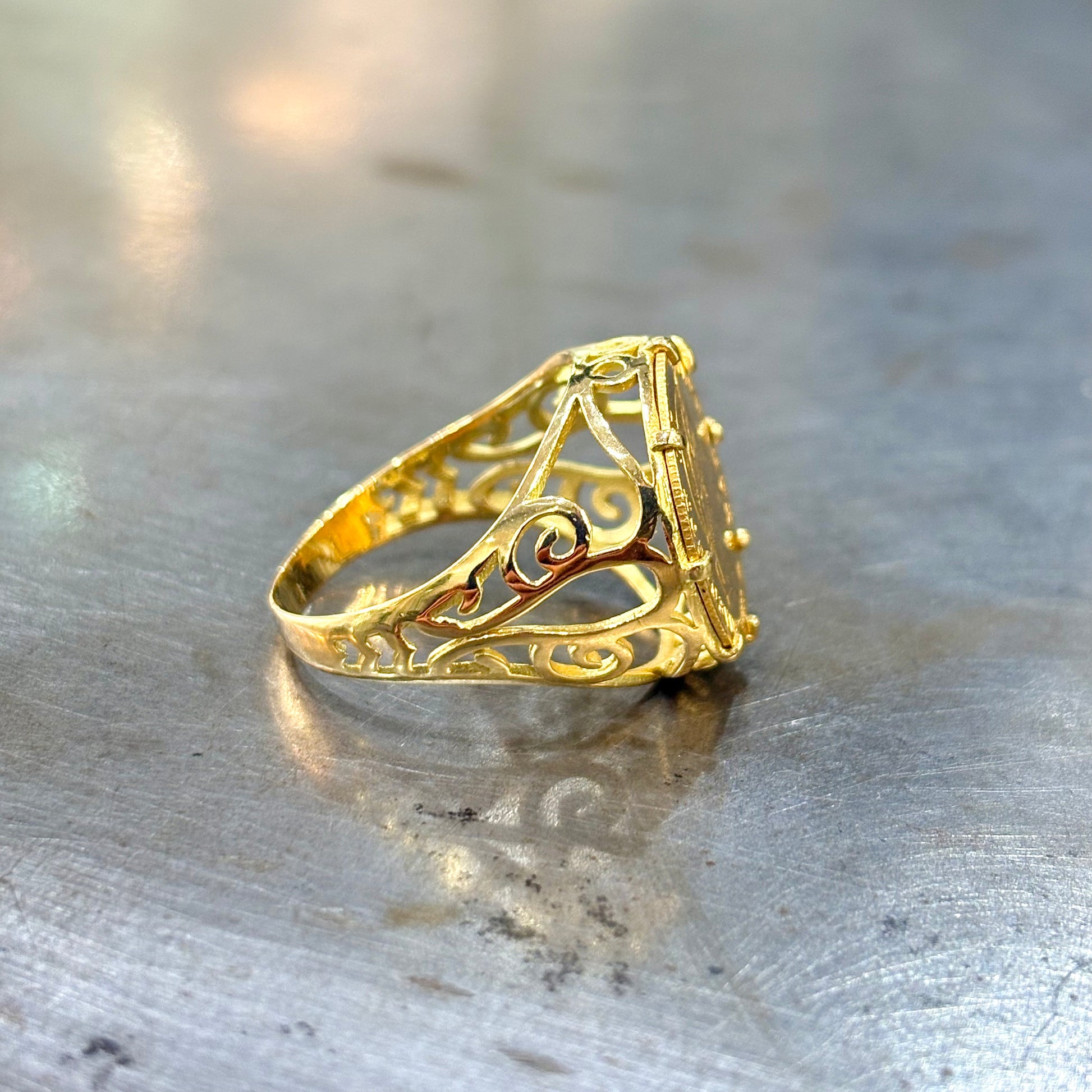 Bague Chevalière Pièce - Or Jaune 750 & Pièce Or 5 Francs Napoléon