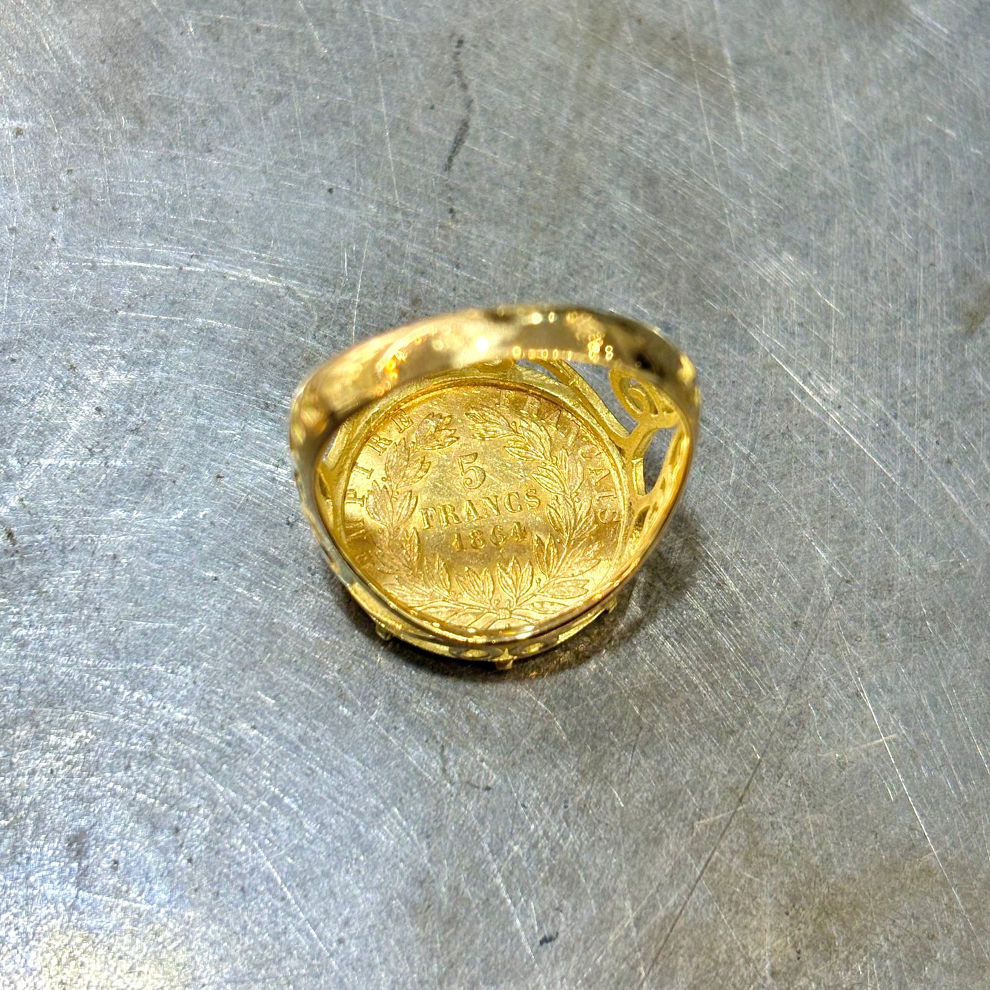 Bague Chevalière Pièce - Or Jaune 750 & Pièce Or 5 Francs Napoléon