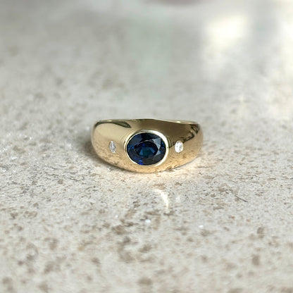 Bague Jonc - Or Jaune 750 Saphir & Diamants