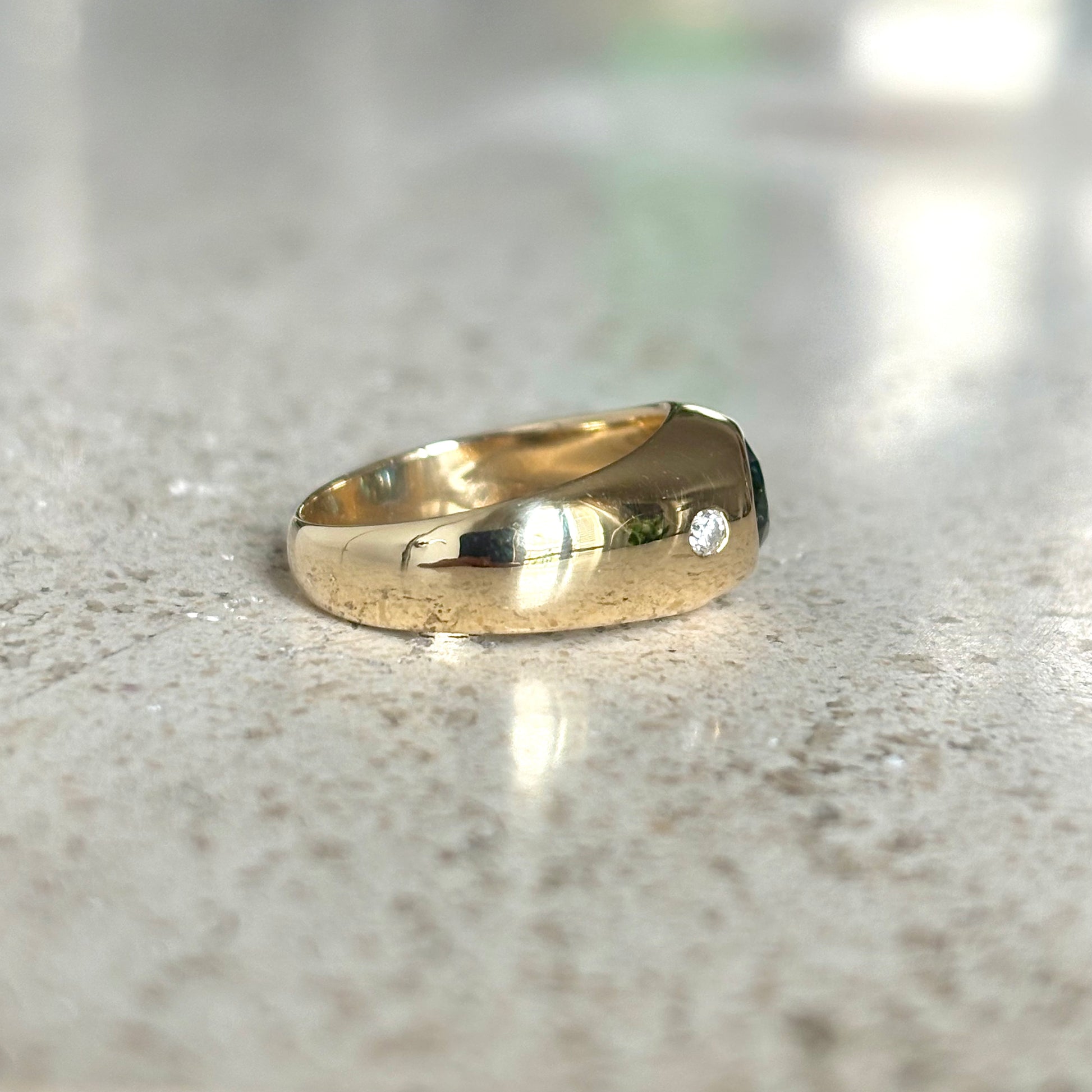 Bague Jonc - Or Jaune 750 Saphir & Diamants