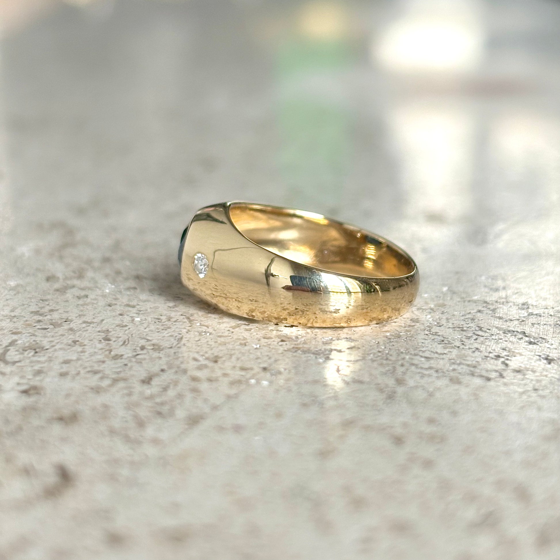 Bague Jonc - Or Jaune 750 Saphir & Diamants