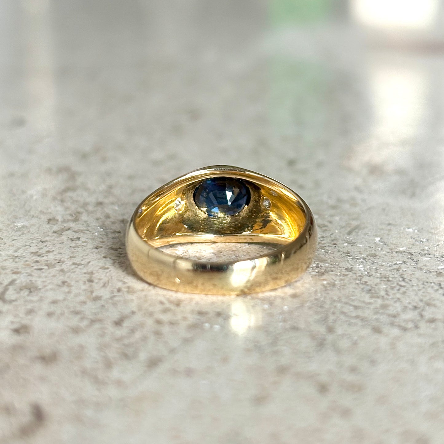 Bague Jonc - Or Jaune 750 Saphir & Diamants