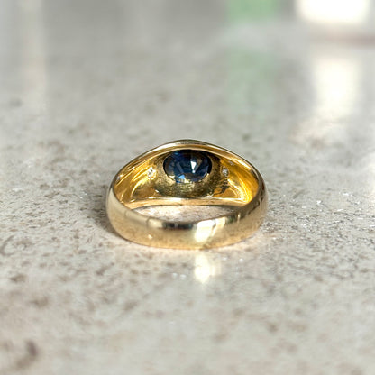 Bague Jonc - Or Jaune 750 Saphir & Diamants