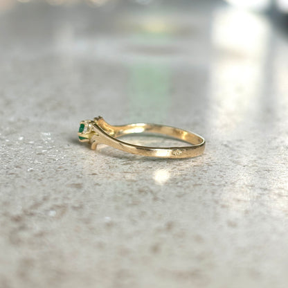 Bague Trilogie - Or Jaune 750 Émeraude & Diamants