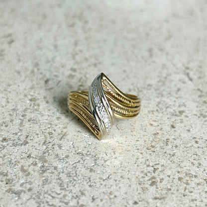 Bague Rubans Vintage - Or Jaune/Blanc 750 & Diamants
