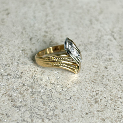 Bague Rubans Vintage - Or Jaune/Blanc 750 & Diamants