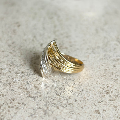 Bague Rubans Vintage - Or Jaune/Blanc 750 & Diamants