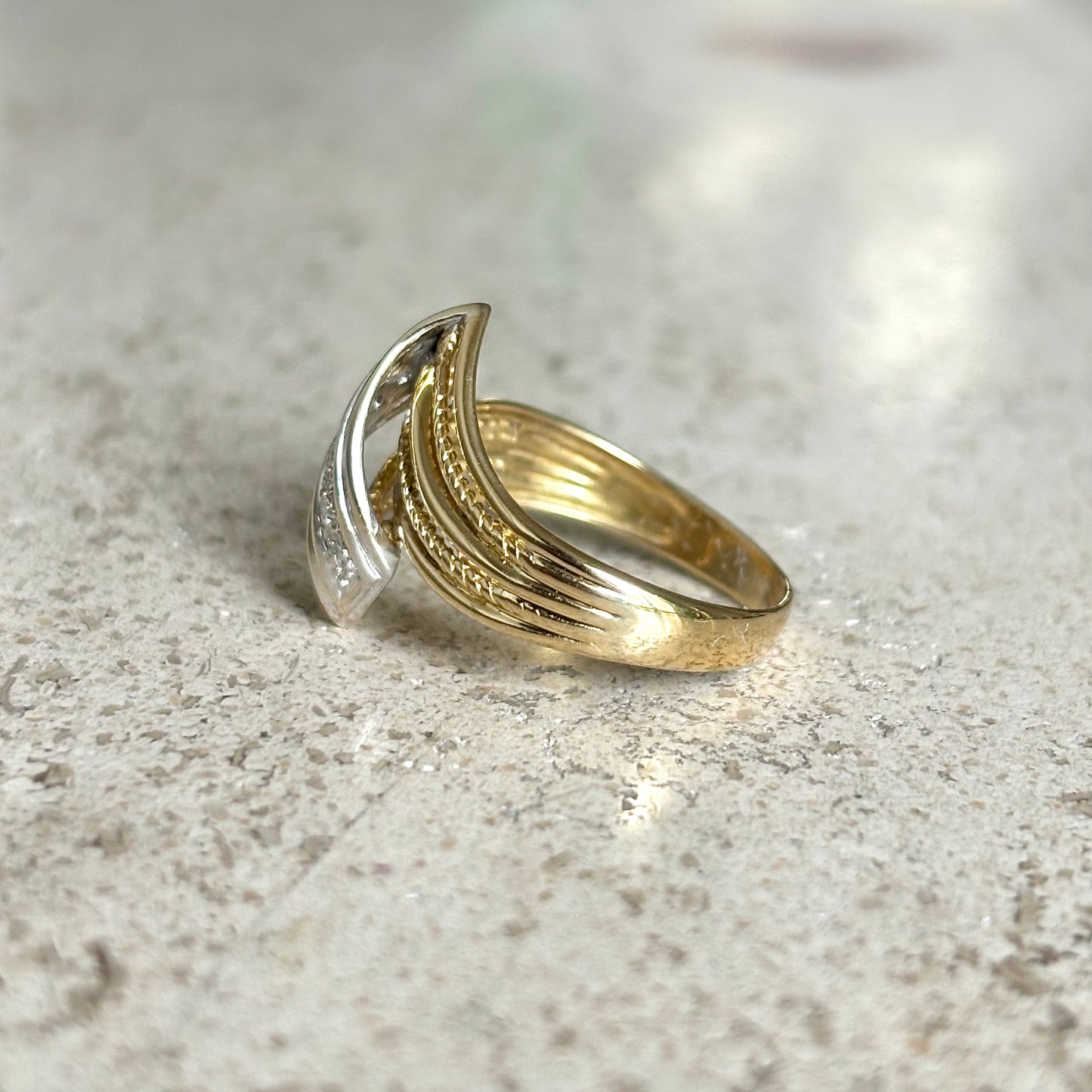 Bague Rubans Vintage - Or Jaune/Blanc 750 & Diamants