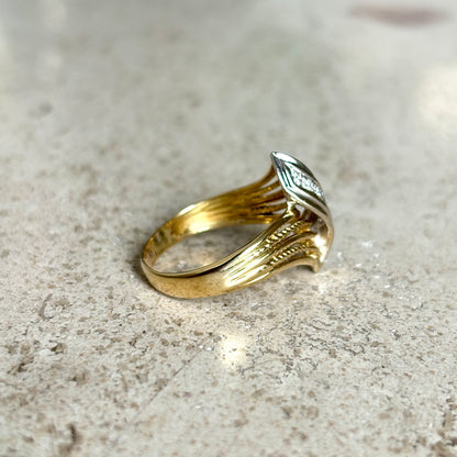 Bague Rubans Vintage - Or Jaune/Blanc 750 & Diamants
