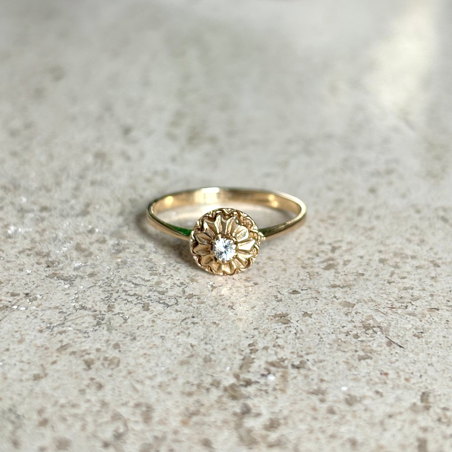 Bague Solitaire Vintage - Or Jaune 585 & Diamants