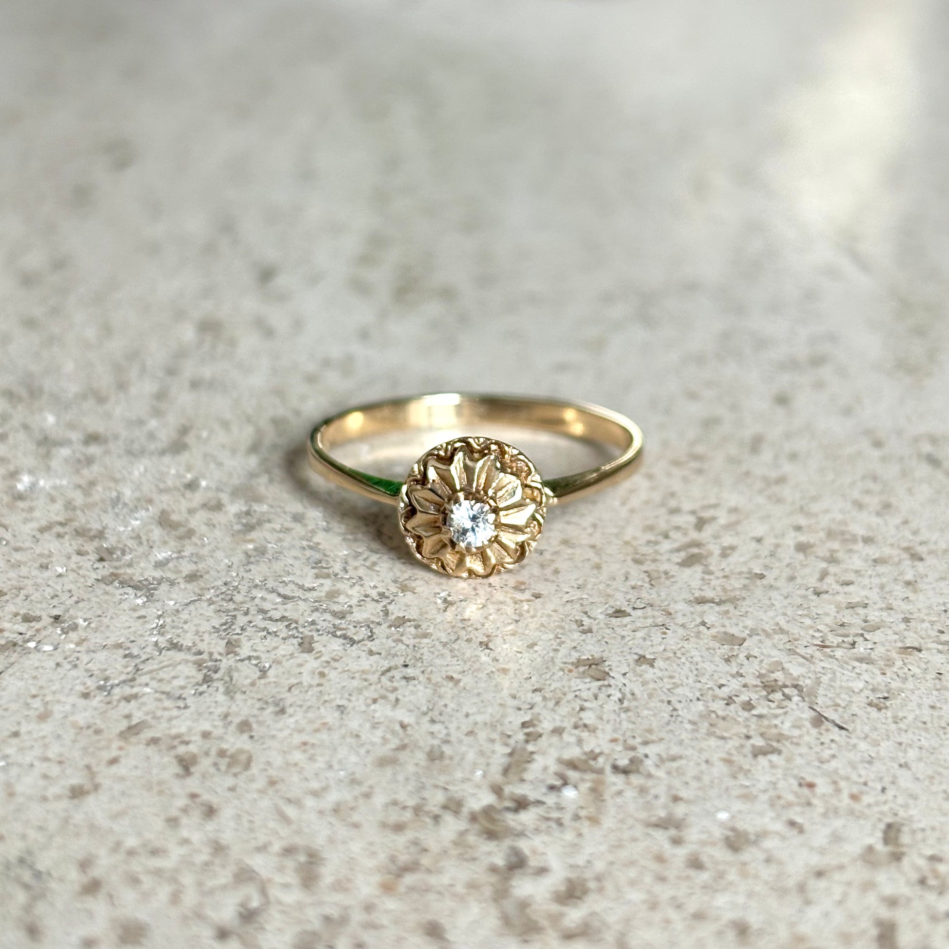 Bague Solitaire Vintage - Or Jaune 585 & Diamants
