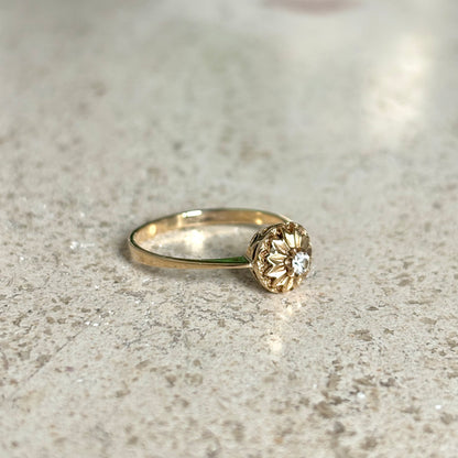 Bague Solitaire Vintage - Or Jaune 585 & Diamants