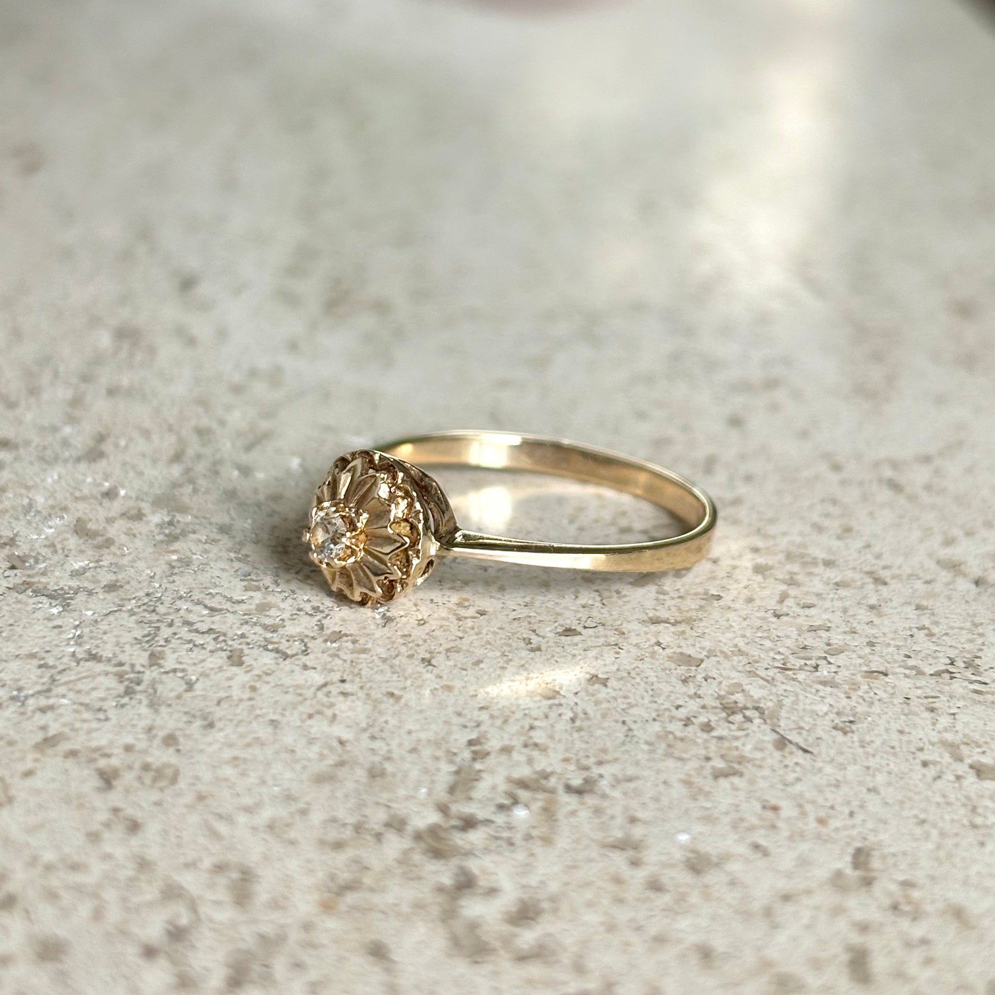 Bague Solitaire Vintage - Or Jaune 585 & Diamants