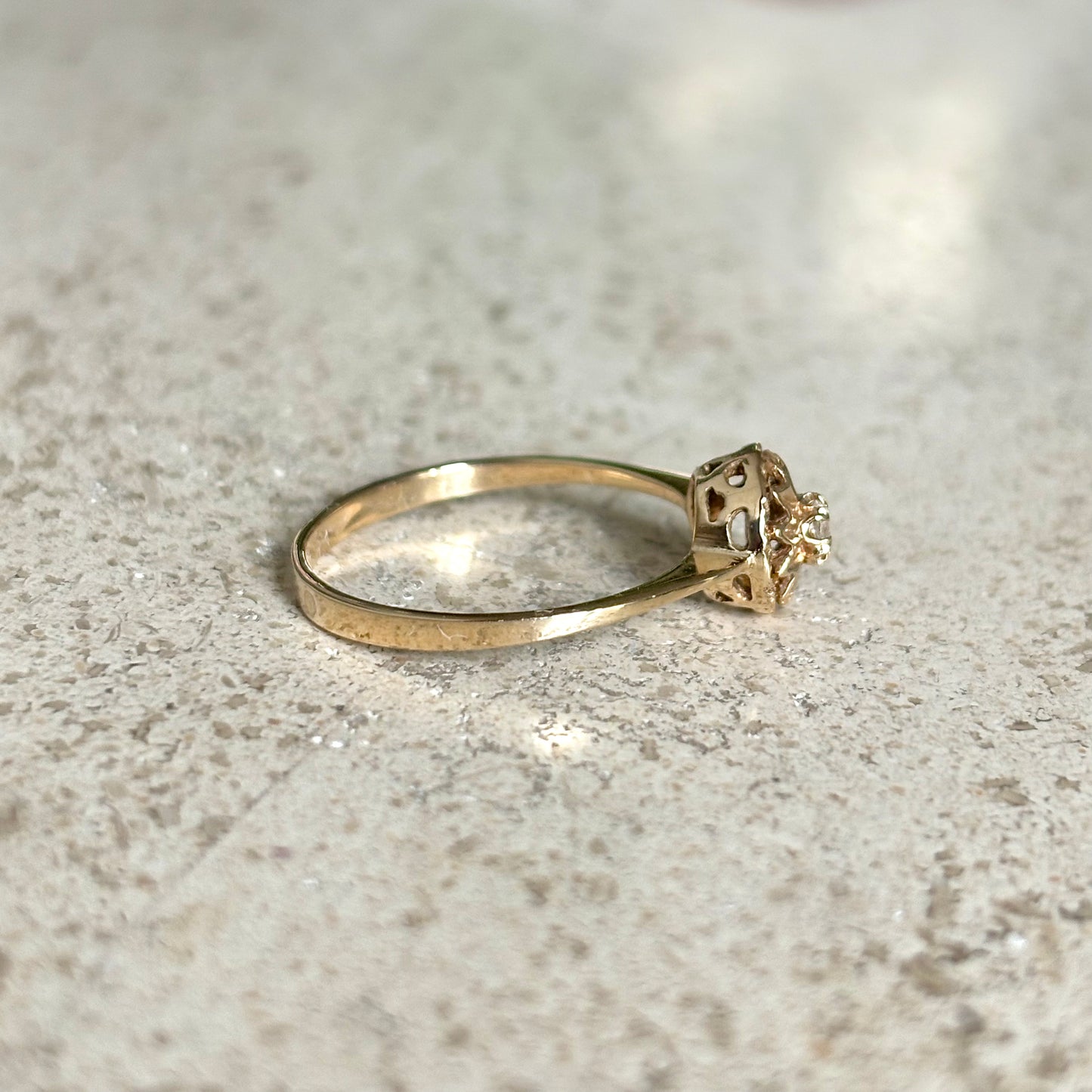 Bague Solitaire Vintage - Or Jaune 585 & Diamants