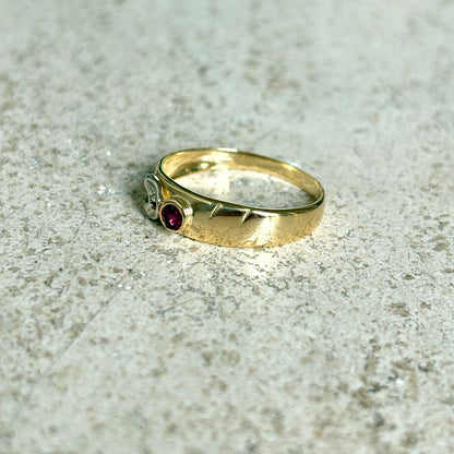 Bague Fer à Cheval - Or Jaune 750 & Rubis