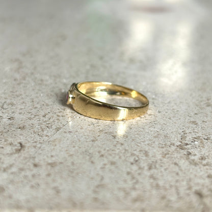 Bague Fer à Cheval - Or Jaune 750 & Rubis