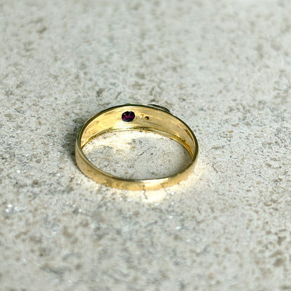 Bague Fer à Cheval - Or Jaune 750 & Rubis