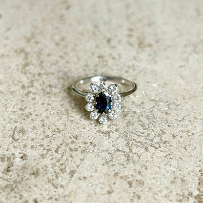 Bague Marguerite - Or Blanc 750 Saphir & Diamants
