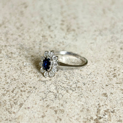 Bague Marguerite - Or Blanc 750 Saphir & Diamants