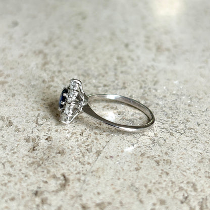 Bague Marguerite - Or Blanc 750 Saphir & Diamants