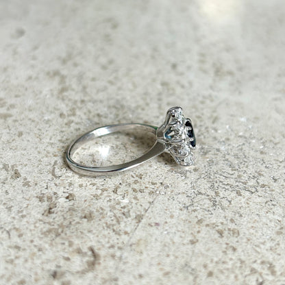 Bague Marguerite - Or Blanc 750 Saphir & Diamants