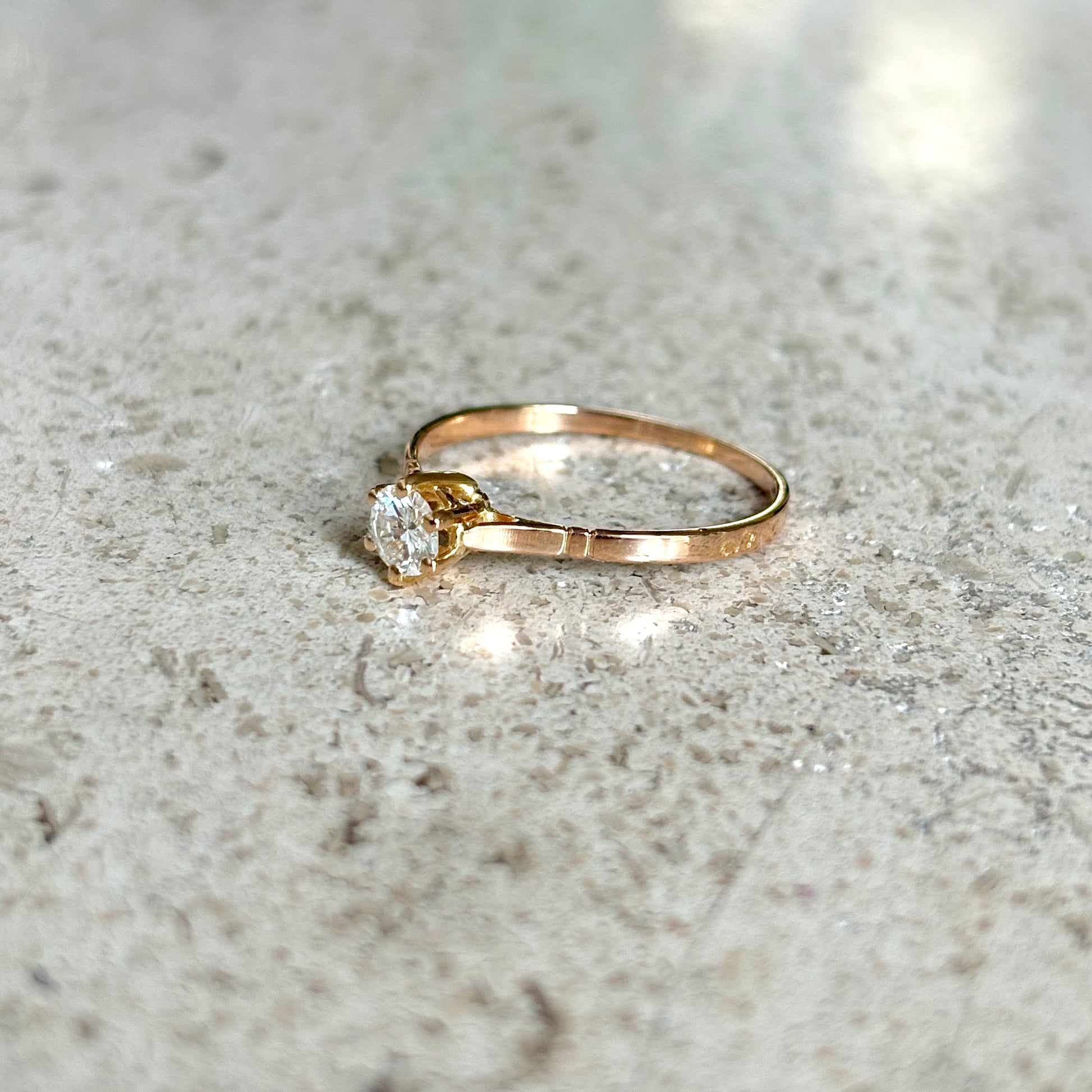 Bague Solitaire  - Or Rose 750 & Diamant