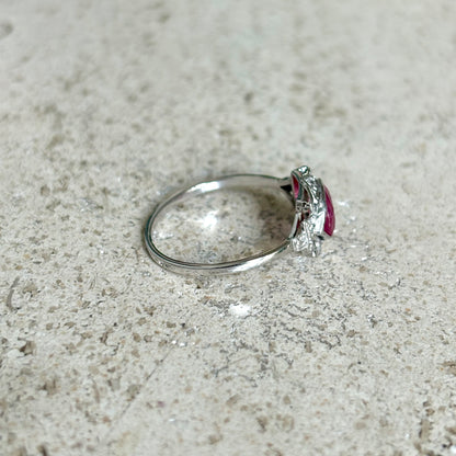 Bague Vintage Art Déco - Or Blanc 750 Rubis & Diamants
