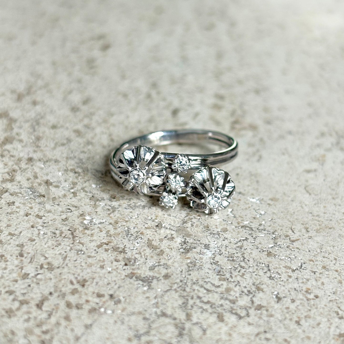 Bague Toi & Moi Vintage - Or Blanc 750 & Diamants