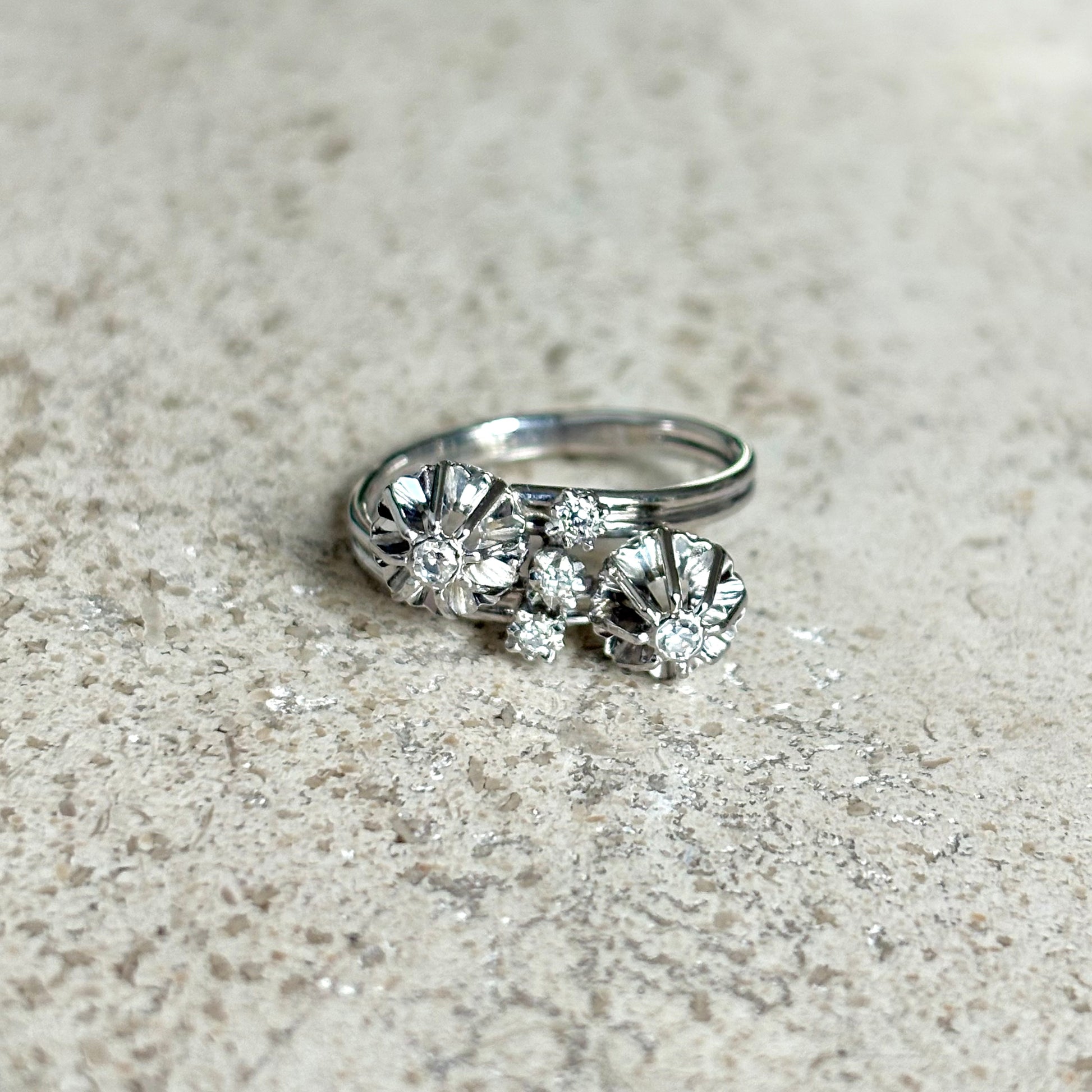Bague Toi & Moi Vintage - Or Blanc 750 & Diamants